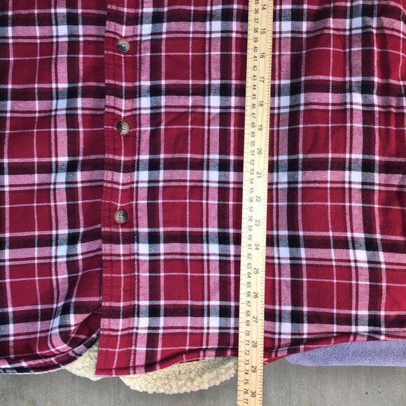 Wrangler Sherpa Lined Flannel Shirt Jacket Men’s XL Red Plaid Fleece Shacket - Picture 7 of 8
